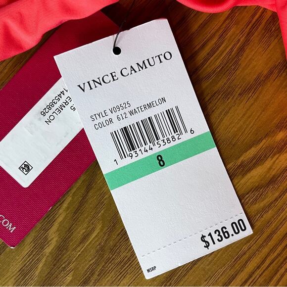 Vince Camuto Shirred Surplice One Piece swimsuit watermelon - 8 - Picture 14 of 14